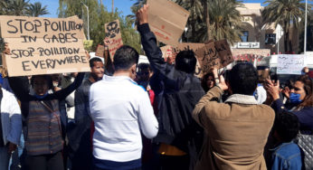 وقفة احتجاجية على خلفية حريق معمل الاسفلت بقابس